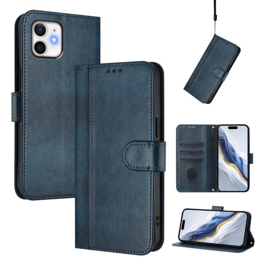 Line Splicing Buckle Retro Leather Phone Case, For iPhone 13 Pro Max, For iPhone 13 Pro, For iPho...