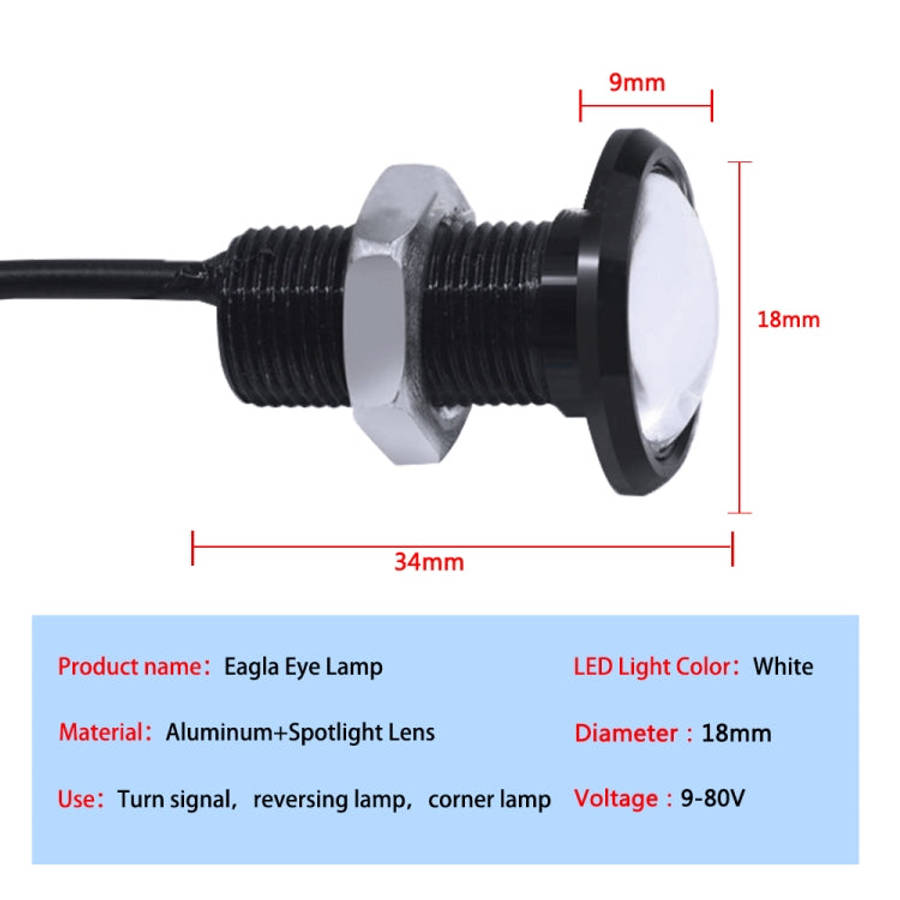 10 PCS 18mm 1.5W DC9-80V Motorcycle Eagle Eye Light Single Lens, 18mm Single Lens(Yellow Light), ...