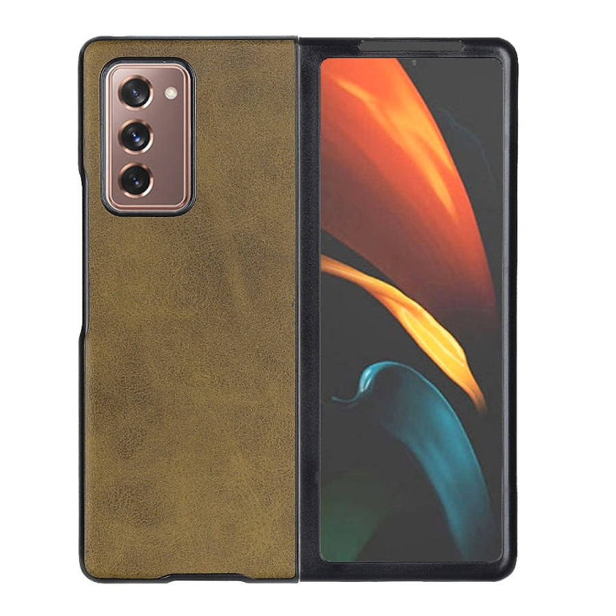 Two-color Cowhide Texture PU Shockproof Protective Case, For Samsung Galaxy Z Fold2 5G
