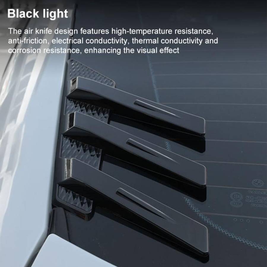 1 Pair Car Rear Windshield Air Cent Shark Fin Decorative Sticker, Carbon Pattern, Bright Black