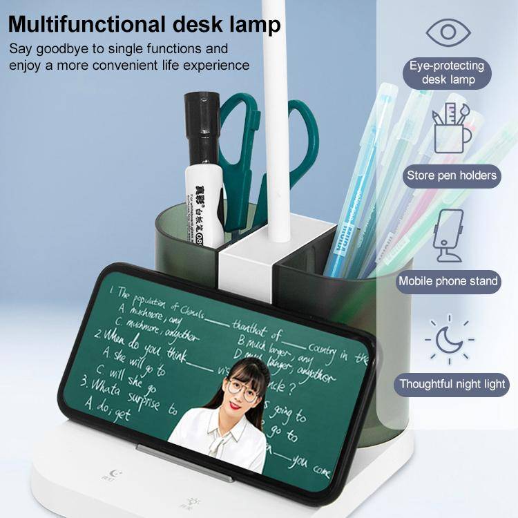 Double Pen Holder USB Rechargeable LED Study Desk Lamp
