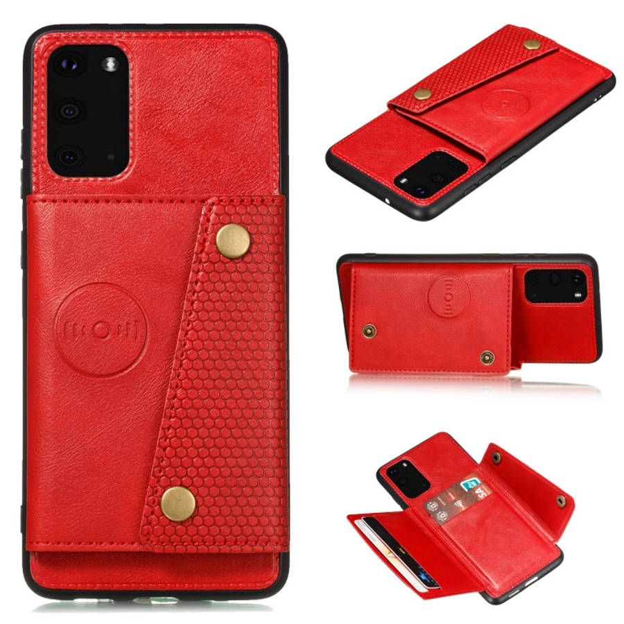 Double Buckle PU + TPU Shockproof Magnetic Protective Case with Card Slot & Holder, For Samsung G...