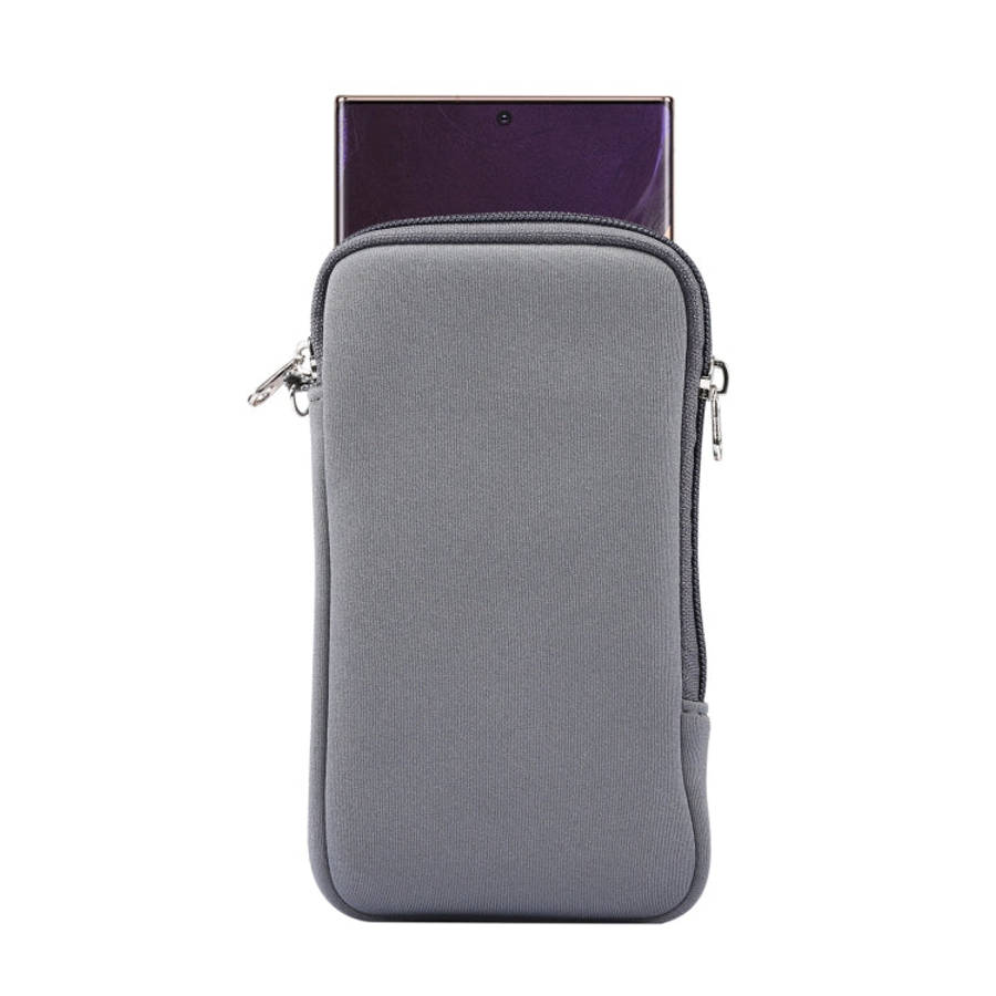 Universal Elasticity Zipper Protective Case Storage Bag with Lanyard For iPhone 12 Pro Max / 6.7-...