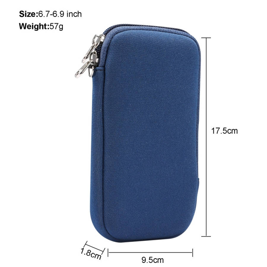 Universal Elasticity Zipper Protective Case Storage Bag with Lanyard For iPhone 12 Pro Max / 6.7-...