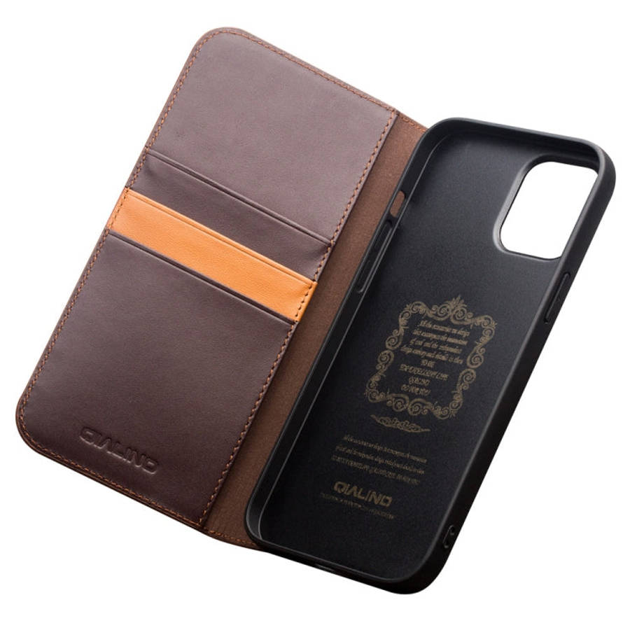 QIALINO Business Horizontal Flip Leather Case with Holder & Card Slots & Wallet, For iPhone 12 mi...