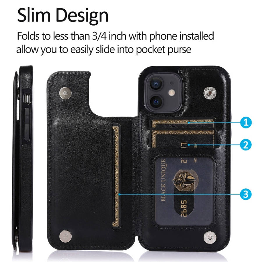 Shockproof PU + TPU Leather Case with Card Slots & Holder & Photo Frame & Wallet, For iPhone 12 m...