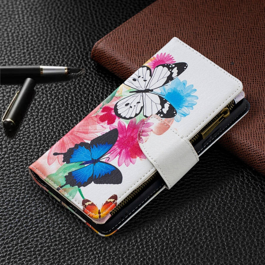 Colored Drawing Pattern Zipper Horizontal Flip Leather Case with Holder & Card Slots & Wallet, Fo...