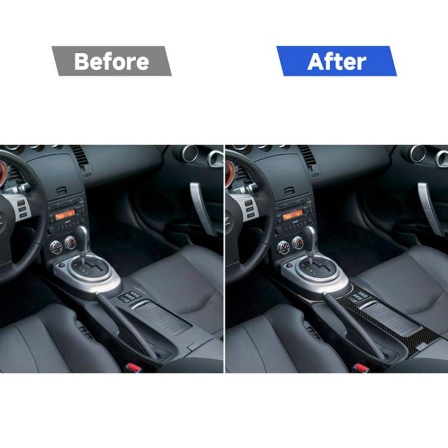 Car Carbon Fiber Central System Control Large Panel Frame Decorative Sticker for Nissan 350z 2006...