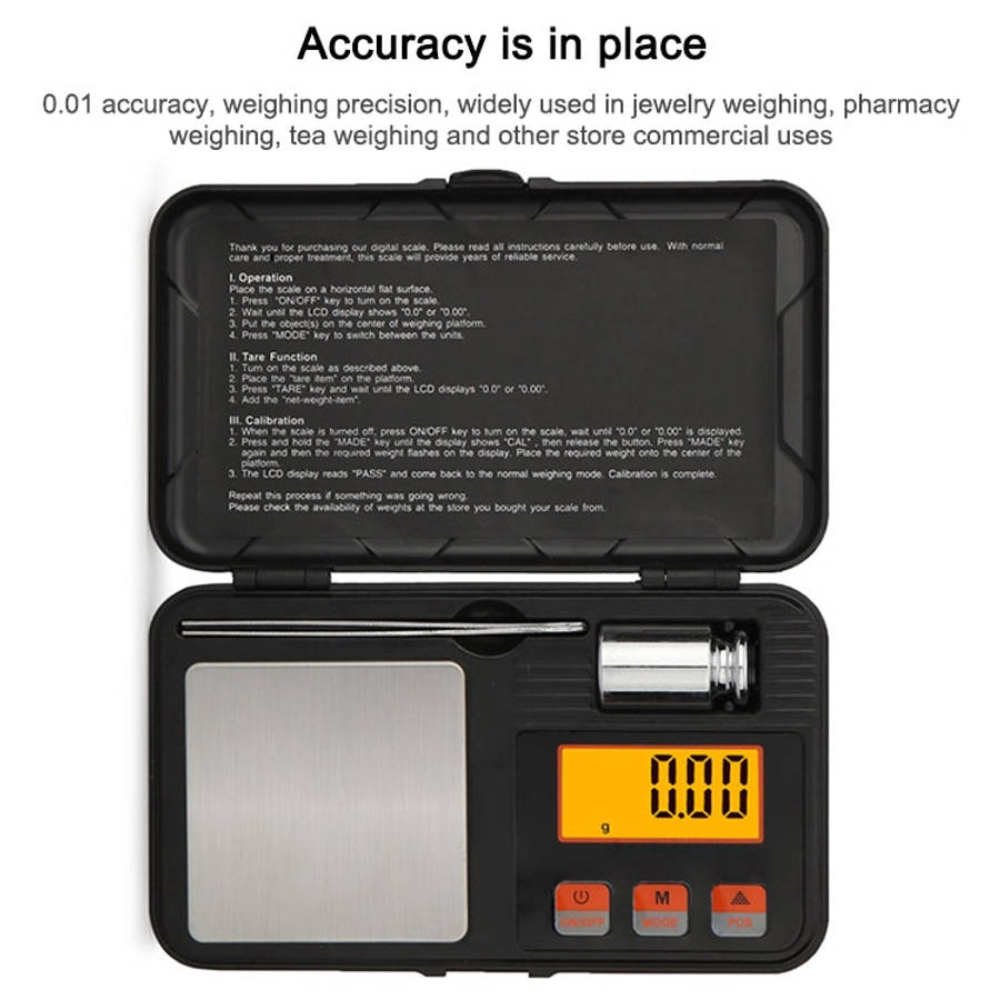 200g/0.01g High-Precision Portable Jewelry Scale  Mini Electronic Scale Precision Carat Electroni...