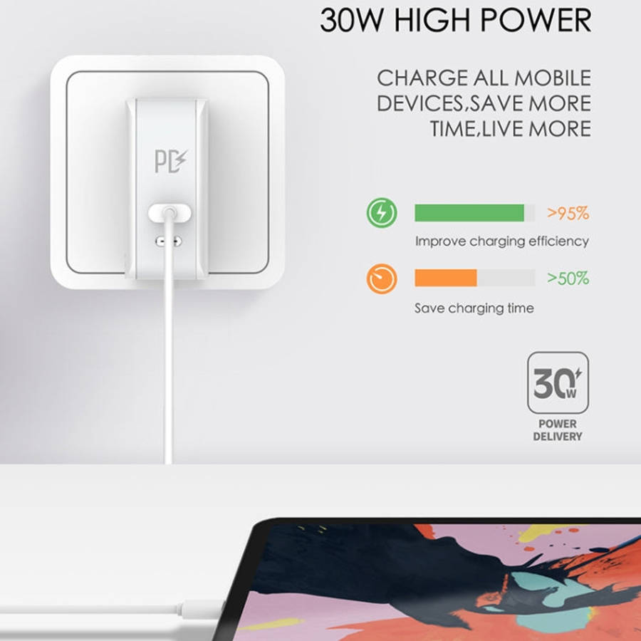 LDNIO A4403C 30W PD + Auto-id Foldable Fast Travel Charger with 1m 8 Pin Cable, AU Plug, with 8 P...