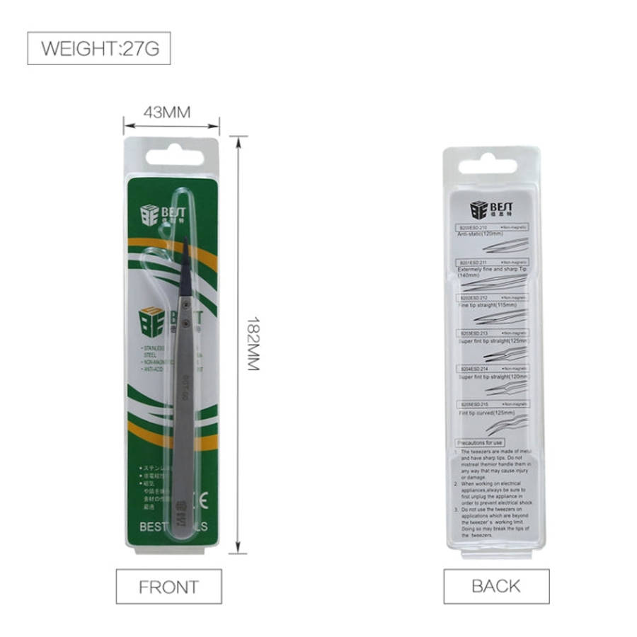 BEST BST-00 Straight Head Tweezers for Mobile Phone / Computer Repair, BST-00