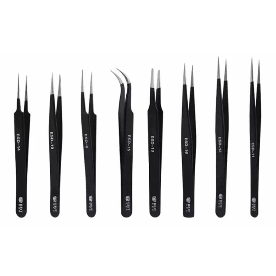 BEST BST-15 Precision Anti-static ESD Stainless Steel Tweezers, BST-15