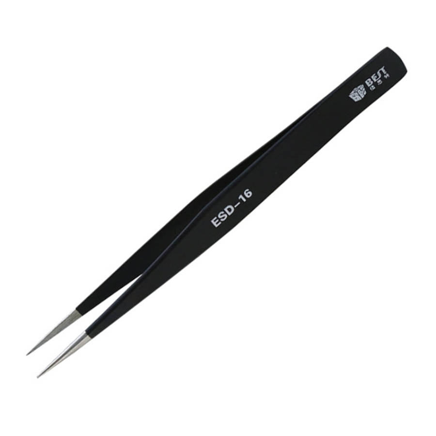 BEST BST-16 Precision Anti-static ESD Stainless Steel Tweezers, BST-16