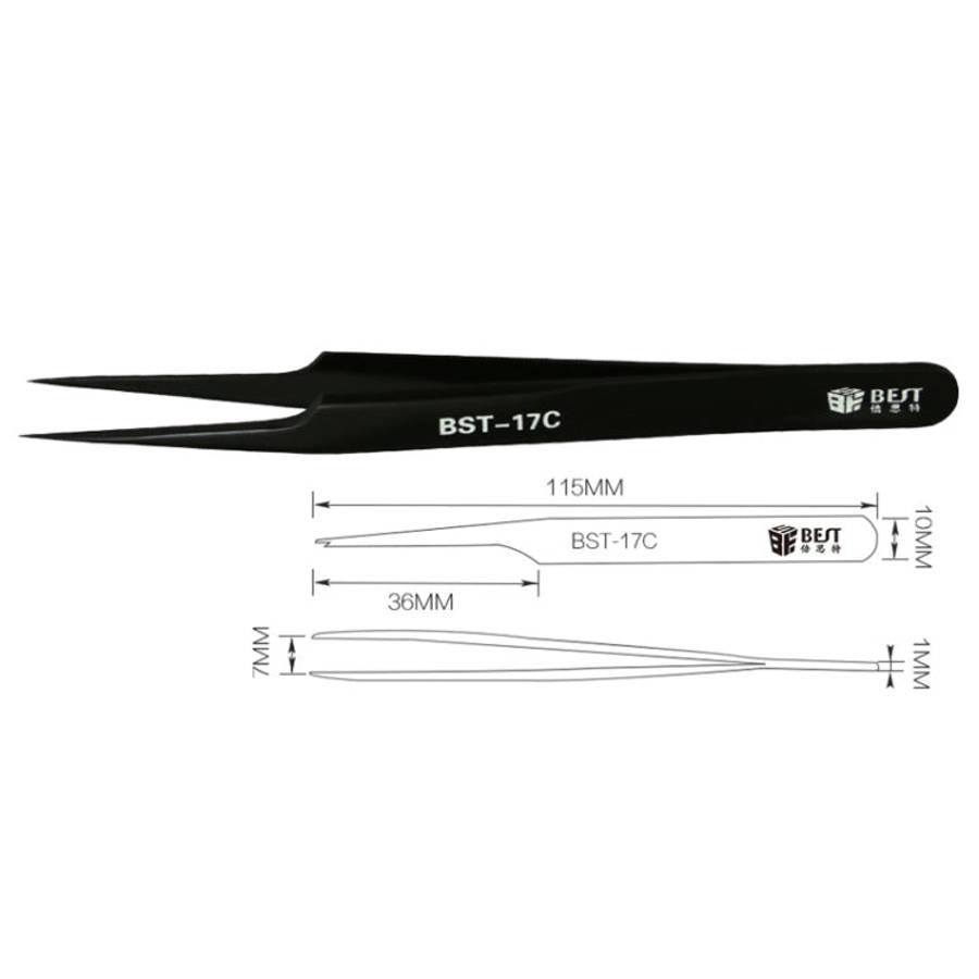 BEST BST-17C  Newest  Extra Long  Precision Stainless Steel Eyelash Extension Volume Tweezers, BS...