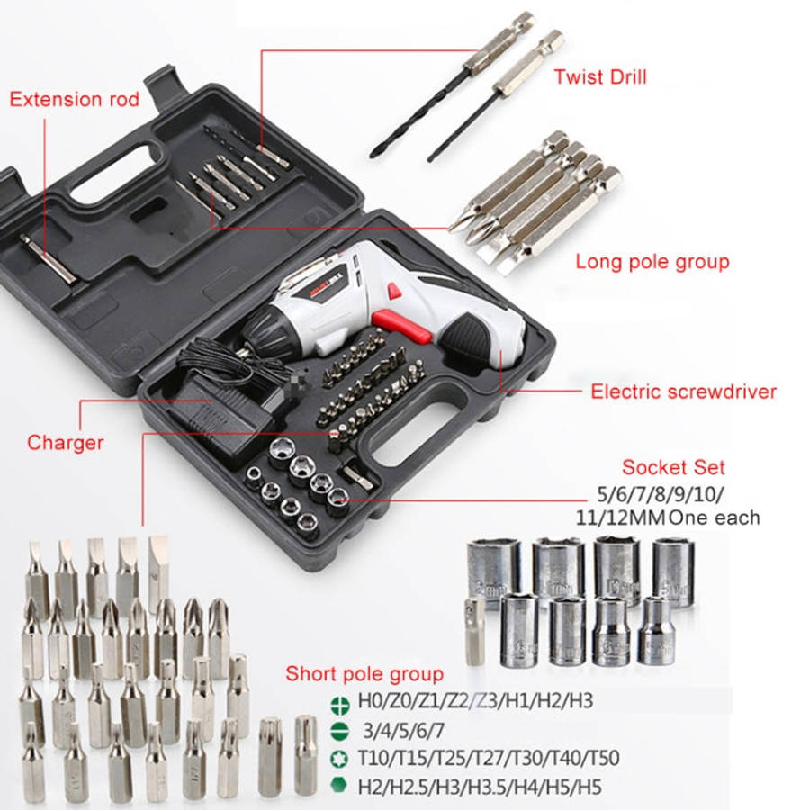 4.8V Multi-functional Household Electric Screwdriver Electric Drill Electric Screwdriver Set US P...