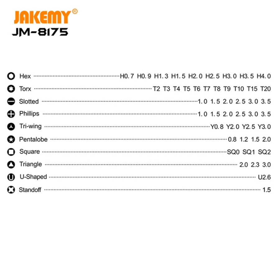 JAKEMY JM-8175 50 in 1 Double-sided Outer Box Multifunctional and Precision Screwdriver Tool Set,...