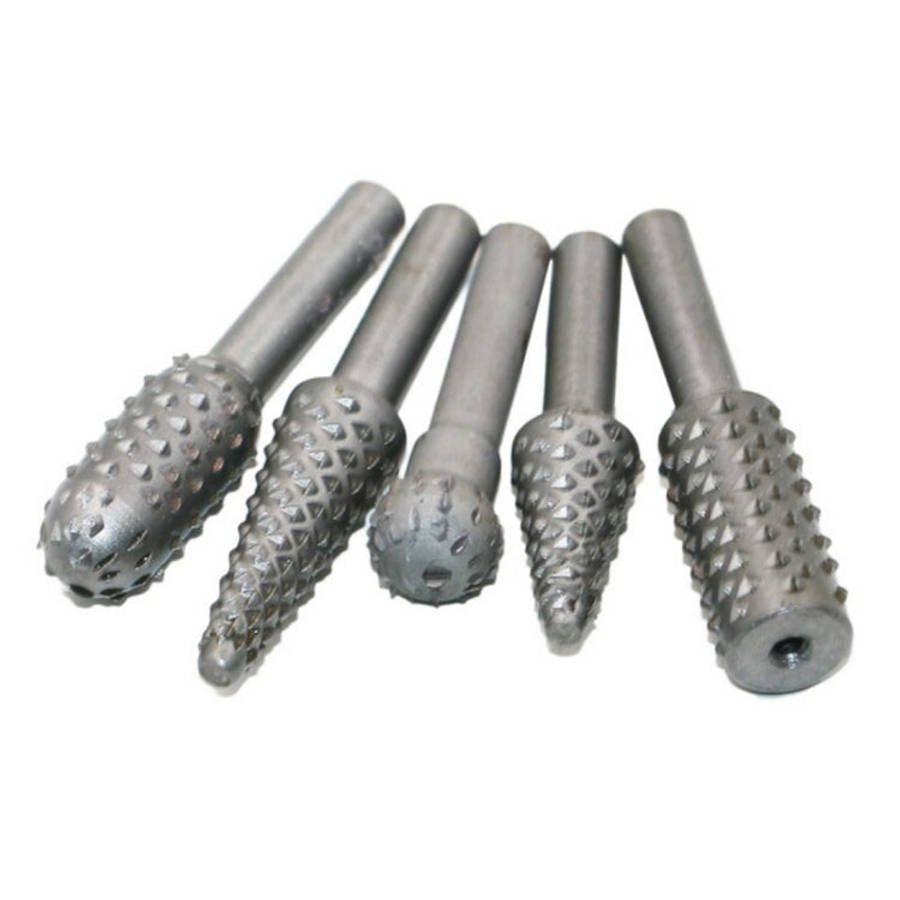 5 PCS/Set Woodworking Wood Carving 6mm Shank Rotating Embossed Grinding Head File Rasp Drill Bits...