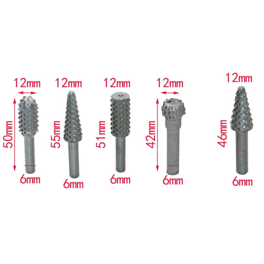 5 PCS/Set Woodworking Wood Carving 6mm Shank Rotating Embossed Grinding Head File Rasp Drill Bits...