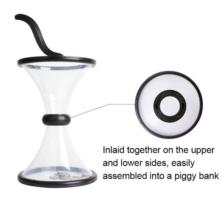 Vortex Bank Decompression Transparent Funnel Gravity Rotating Coin Storage Box, Funnel
