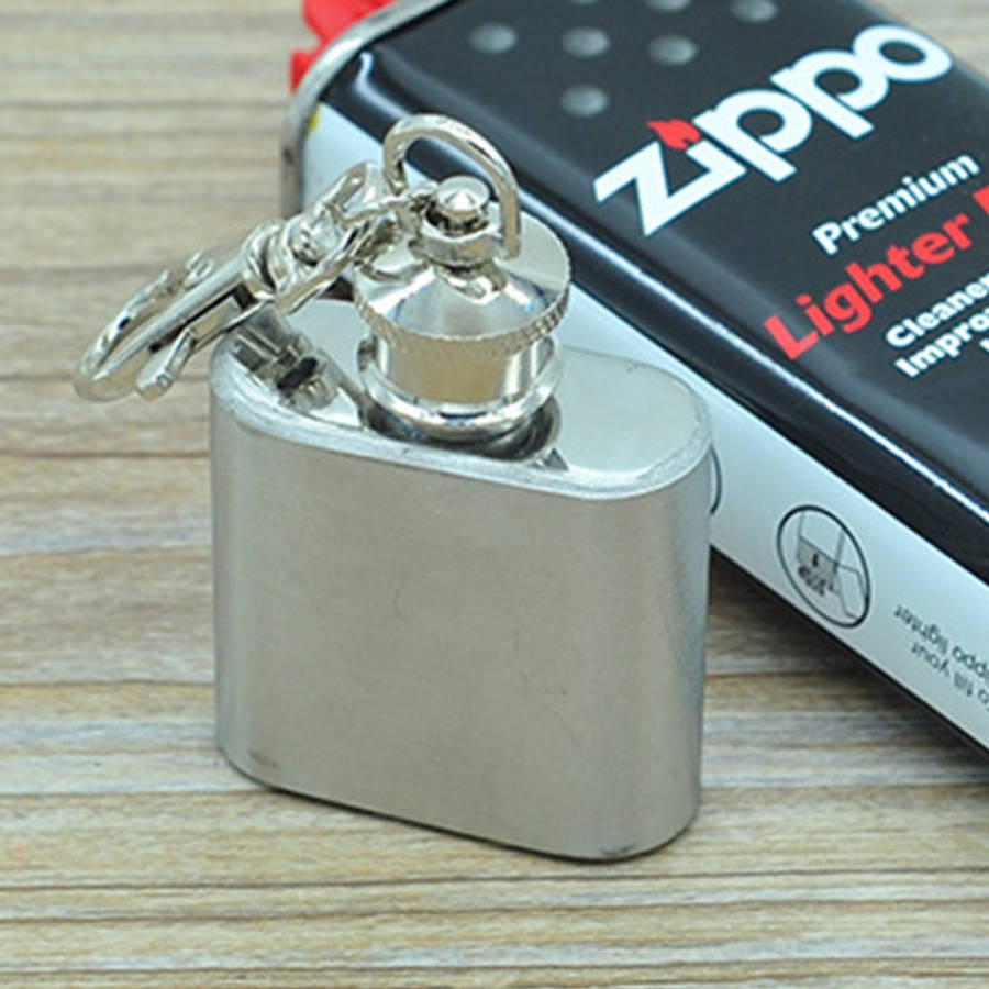 28mL(1oz)Cute Mini Portable Wine Jug Handy Stainless Steel Hip Flask with a Key Chain(Silver), 28...