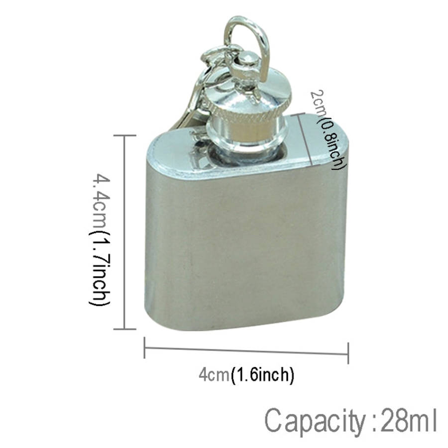 28mL(1oz)Cute Mini Portable Wine Jug Handy Stainless Steel Hip Flask with a Key Chain(Silver), 28...
