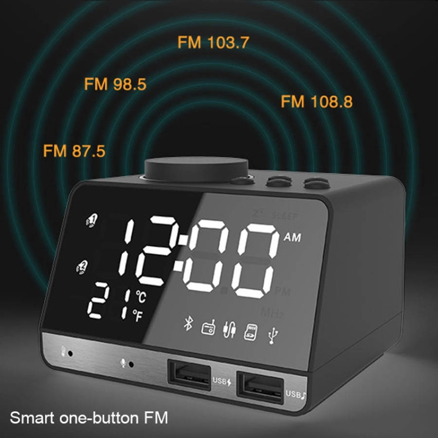 K11 Bluetooth Alarm Clock Speaker Creative Digital Music Clock Display Radio with Dual USB Interf...