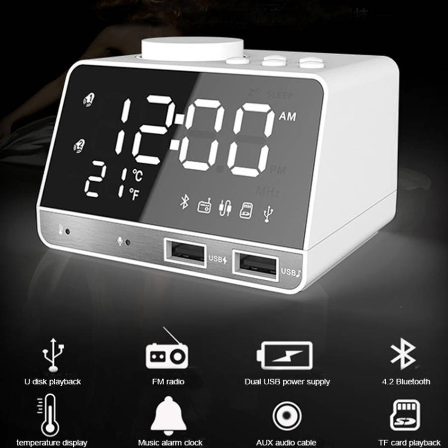 K11 Bluetooth Alarm Clock Speaker Creative Digital Music Clock Display Radio with Dual USB Interf...