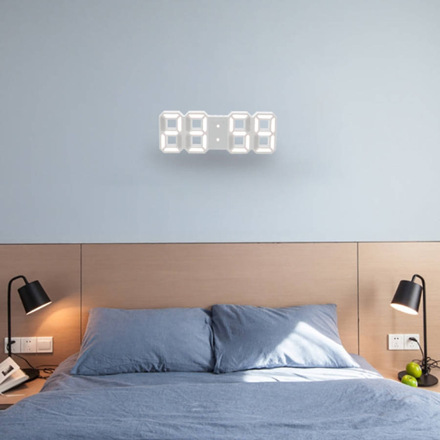 Multi-Function Large 3D LED Digital Wall Alarm Clock with Snooze Function, 12/24 Hours Display fo...