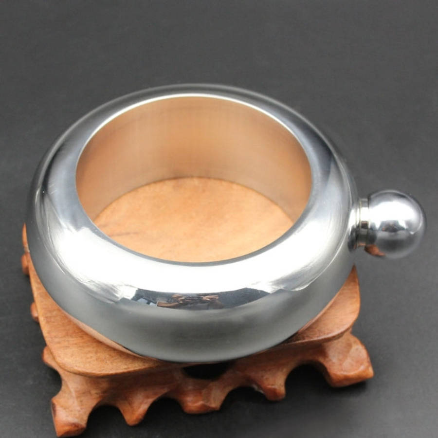 Fashion Creative 100ML Thickened Stainless Steel Bracelet Jug  3.5 Oz, Silver