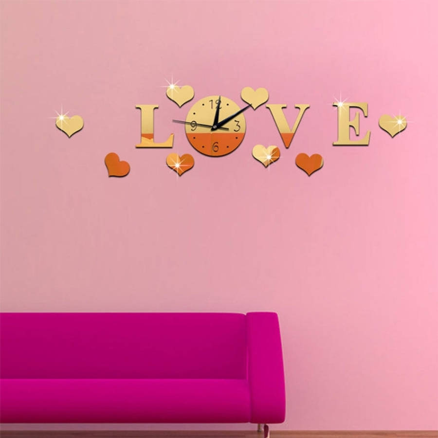 Creative LOVE Clock Acrylic Mirror DIY Wall Sticker, LOVE Clock Acrylic Mirror (Black), LOVE Cloc...