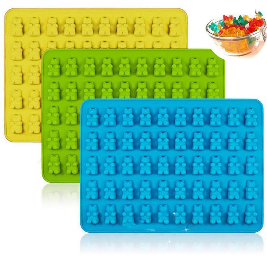 2 PCS 50 Holes Small Bear Chocolate Tray Silicone Mold Cookie Mold Candy Mold, Random Color Deliv...