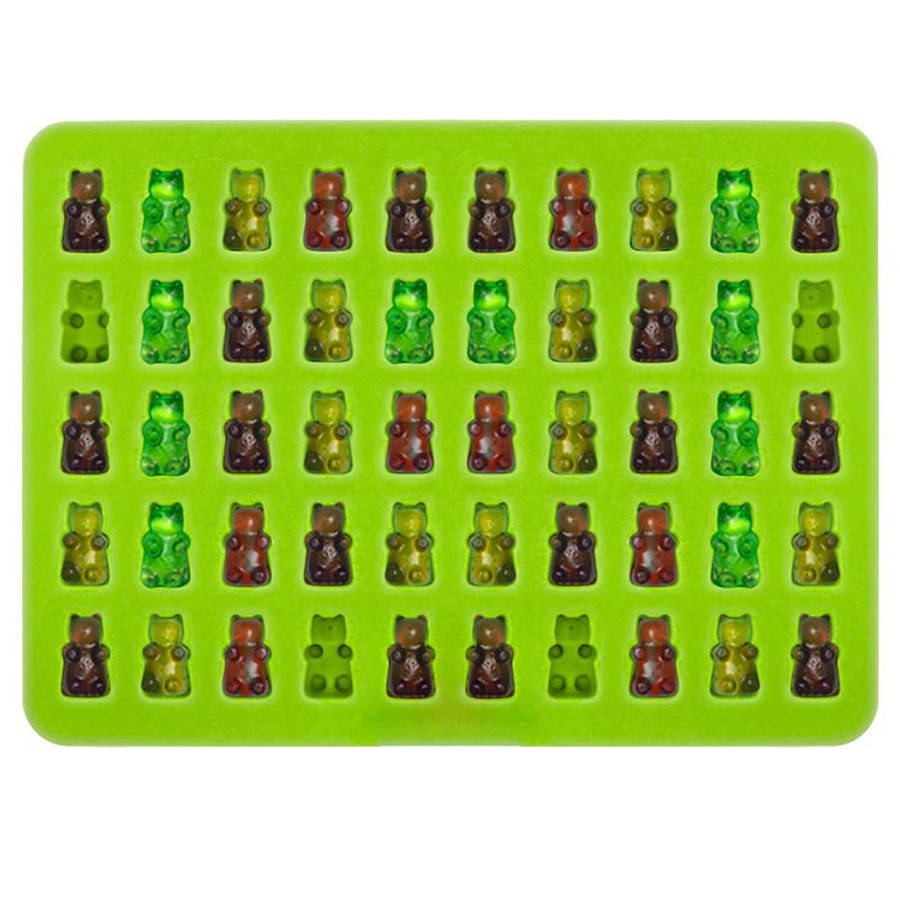 2 PCS 50 Holes Small Bear Chocolate Tray Silicone Mold Cookie Mold Candy Mold, Random Color Deliv...