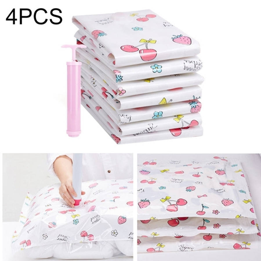 4PCS Space Saving Candy Color Pattern Vacuum Storage Bag, Explosion-proof Thinken Quilts Clothing...