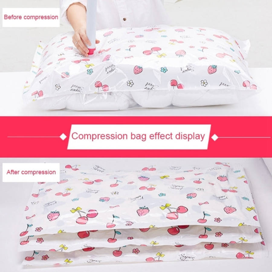 4PCS Space Saving Candy Color Pattern Vacuum Storage Bag, Explosion-proof Thinken Quilts Clothing...