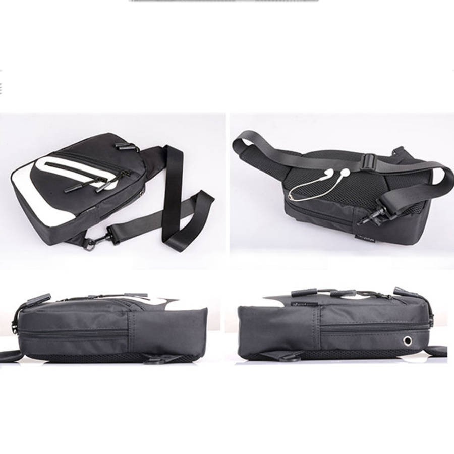 Multi-Function Portable Casual Canvas  Chest Bag Outdoor Sports Shoulder Bag with External USB Ch...