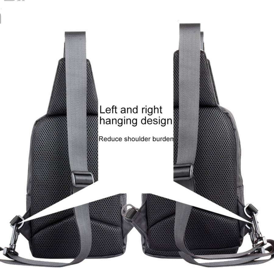Multi-Function Portable Casual Canvas  Chest Bag Outdoor Sports Shoulder Bag with External USB Ch...