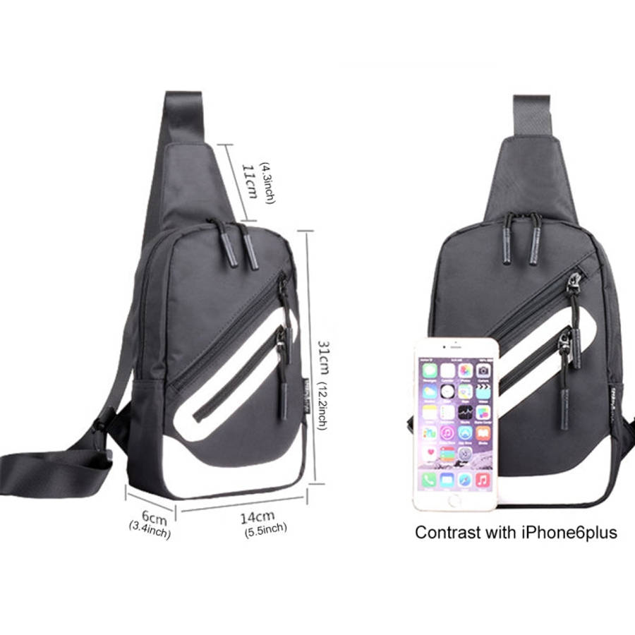 Multi-Function Portable Casual Canvas  Chest Bag Outdoor Sports Shoulder Bag with External USB Ch...