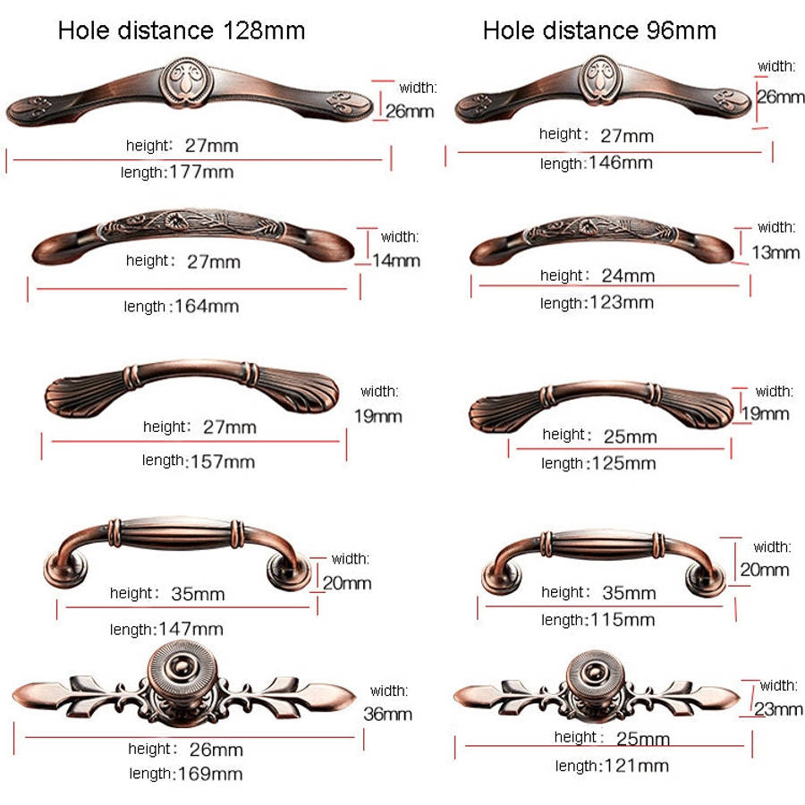 6029-96 Solid Wood Furniture Cabinet Handle Red Bronze Handles, 6029-96