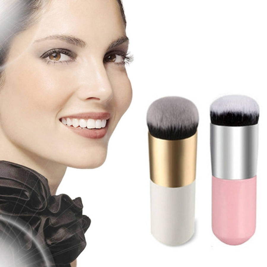Short Wooden Handle Large Round Head Buffer Foundation Powder Makeup Brushes Plump Round Brush Ma...