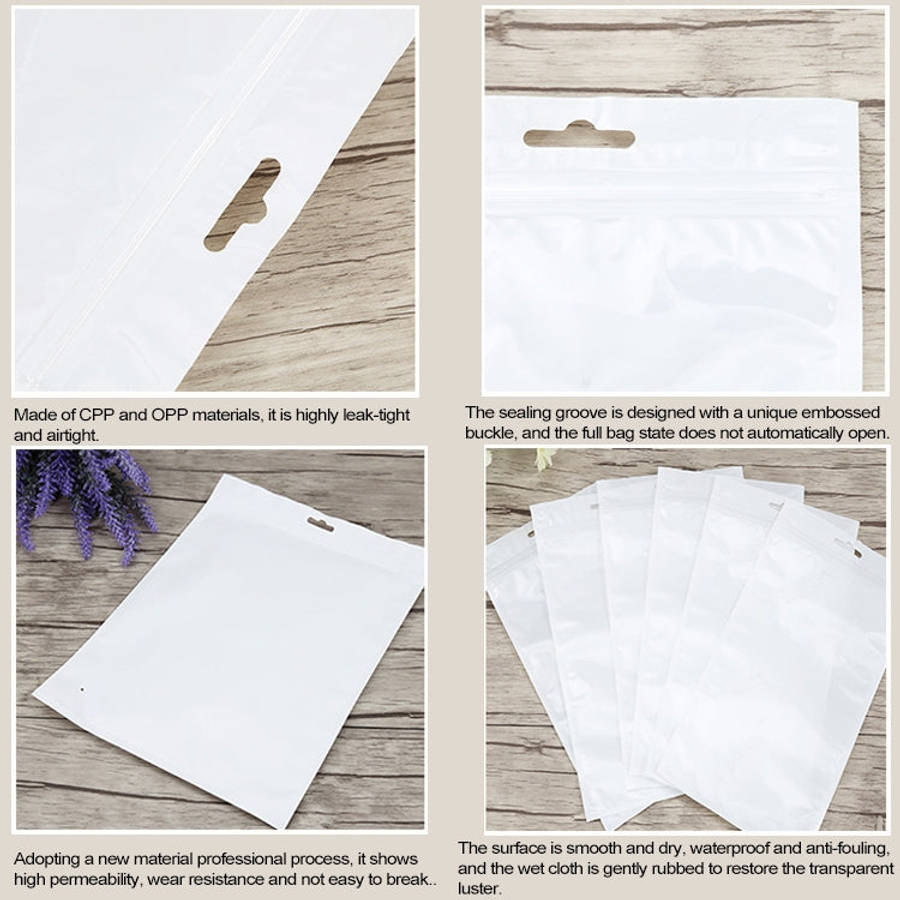 100 PCS 30cm x 40cm Hang Hole Clear Front White Pearl Jewelry Zip Lock Packaging Bag, Custom Prin...