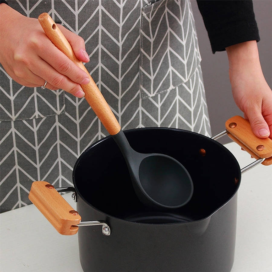 kn020 11 in 1 Wooden Handle Silicone Non-stick Spatula Spoon Kitchen Tool Set, 11 in 1