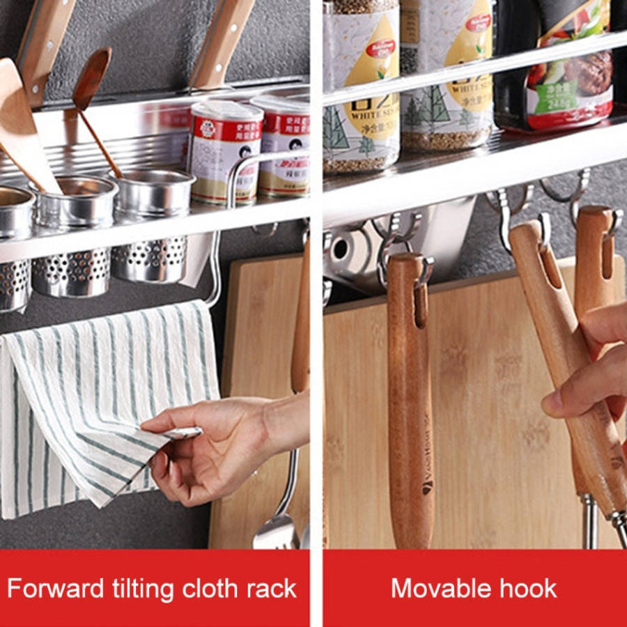 30cm Multi-function Kitchen Punching Wall-mounted Aluminum Condiment Storage Rack, 30cm Punching