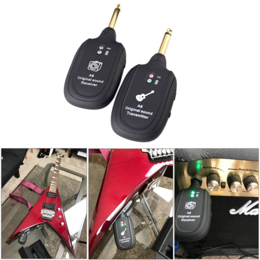 Guitar Wireless Transmitter Receiver A8 Electric Guitar Wireless Connection System Pickups, Guita...