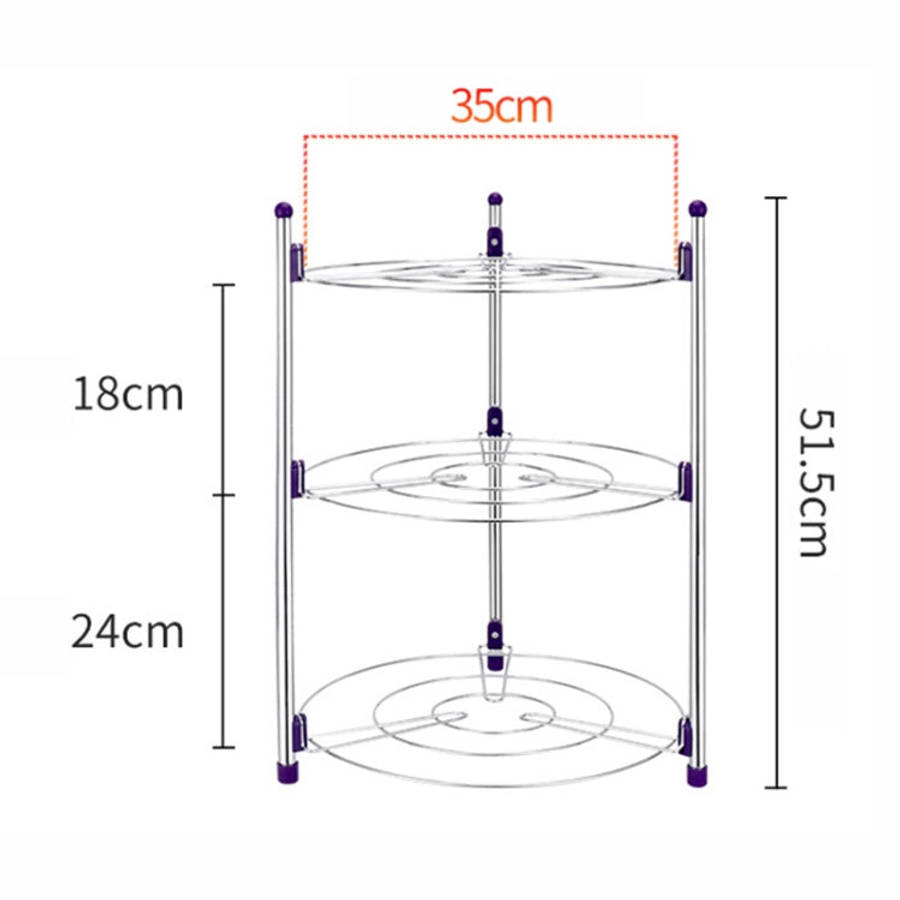 Multi-function Kitchen Pot Rack Three-layer Wok Soup Pot Stainless Steel Pot Rack, Three-layer