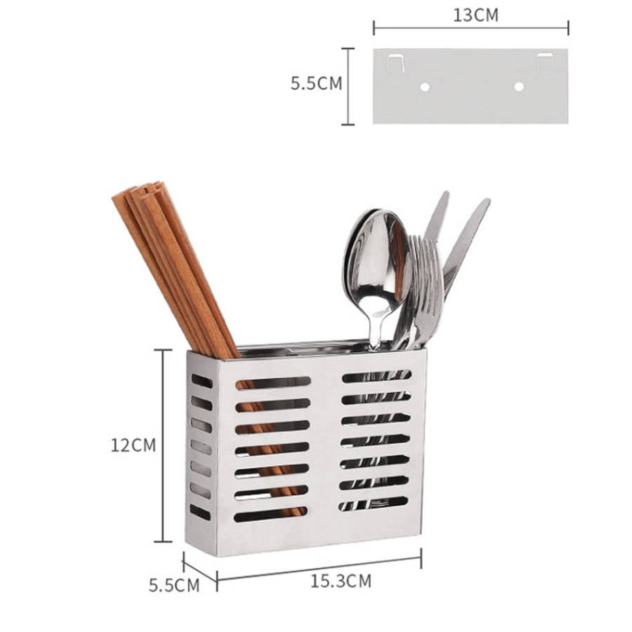 304 Stainless Steel Wall-mounted Kitchen Rack Hanging Knife Holder Double Cage Chopsticks Caniste...