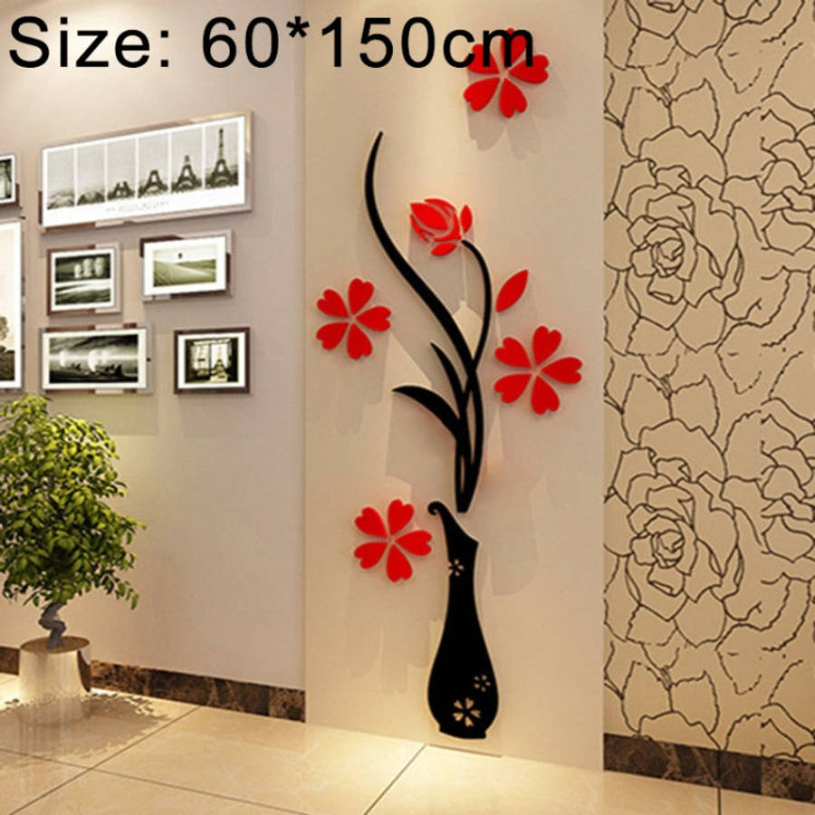 Creative Vase 3D Acrylic Stereo Wall Stickers TV Background Wall Corridor Home Decoration, Size: ...