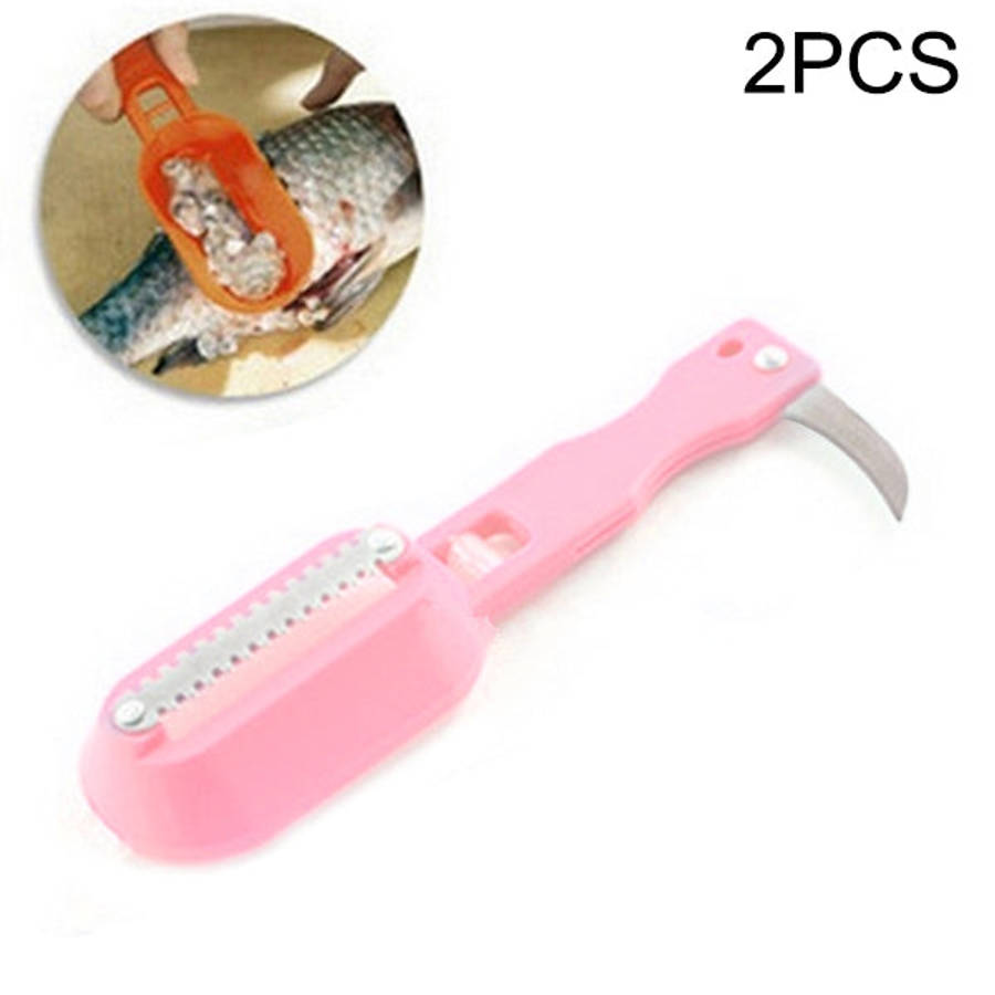 2 PCS Kitchen Essential Fish Scraper Fish Scale Planing Knife with Cover, 20x5.2cm Blue, 20x5.2cm...