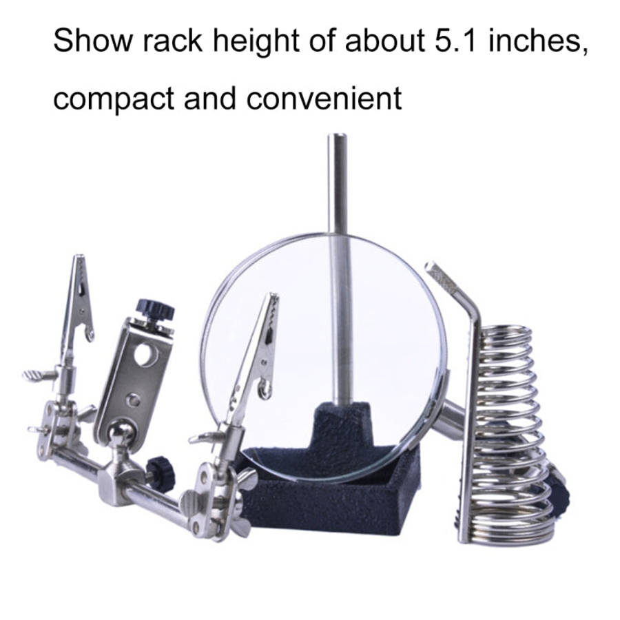 90mm Diameter 5X Multifunction Spring Iron Stand with Magnifying Glass, 5X