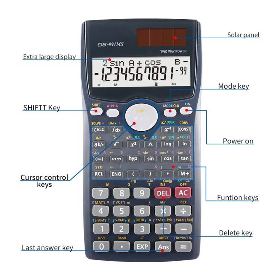 OSALO OS-991MS 10+2 Digits Double Line Display Multi-functional Student Function Scientific Calcu...
