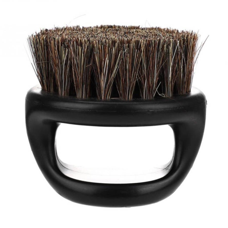 Men Ring Design Portable Boar Brush Black ABS Haircut Cleaning Shaving Brush